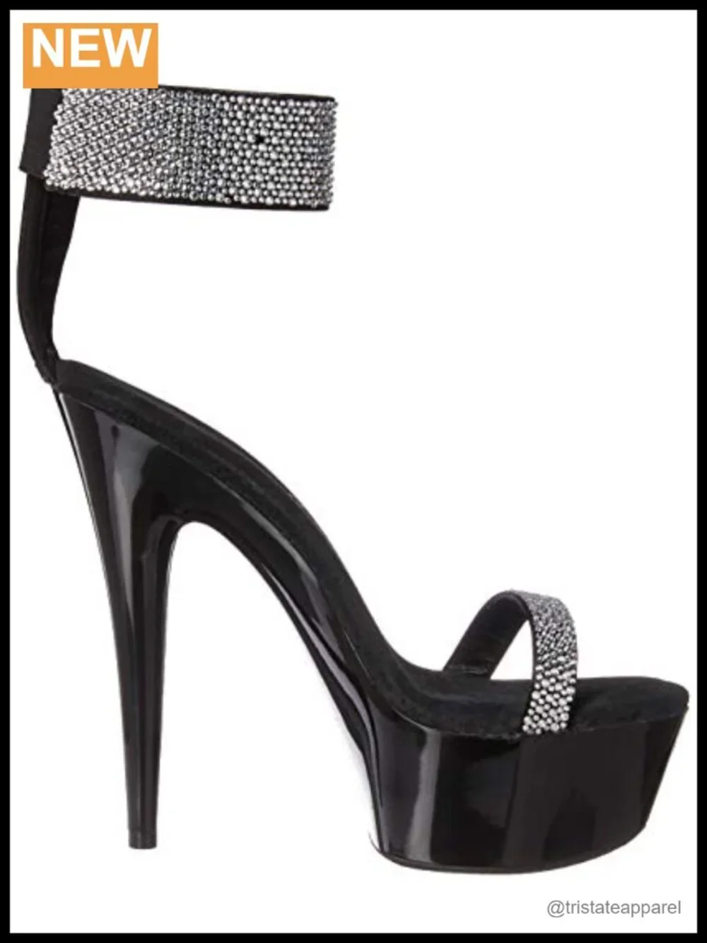 Rhinestone Cuff Platform Sandal Ankle Strap Open Toe Formal